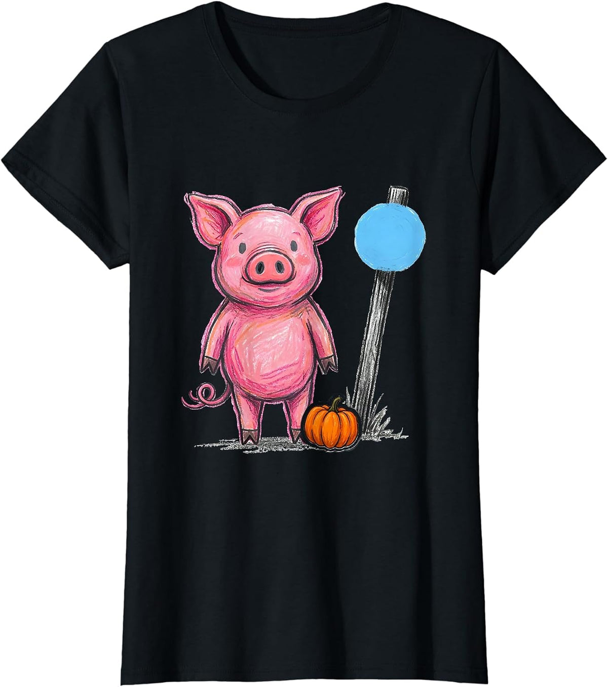 Wobbly Pig Naive Kidcore Halloween Costume Humor T-Shirt - Black