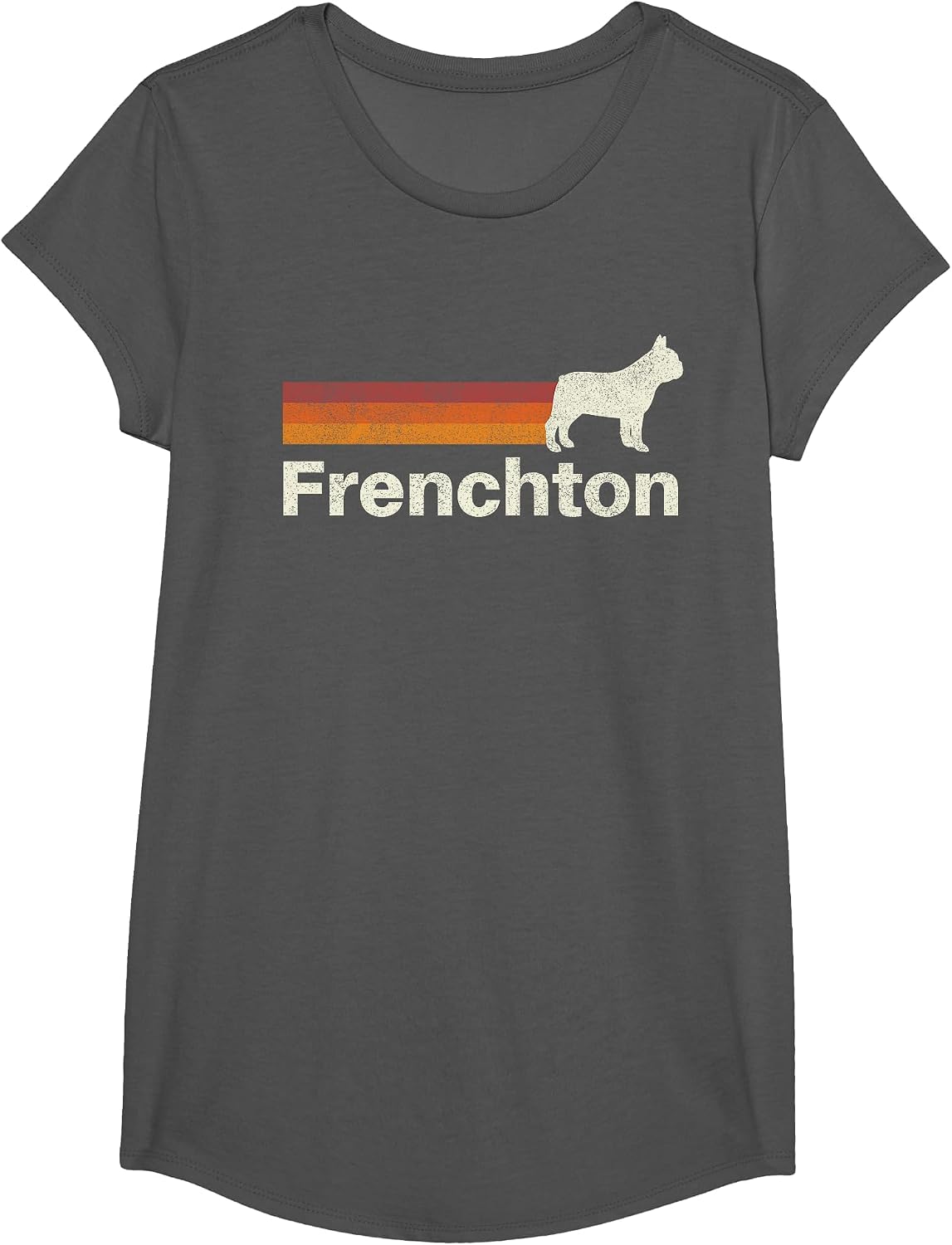 Vintage Frenchton Retro Mom Dad Dog T-Shirt - Girls Asphalt Grey