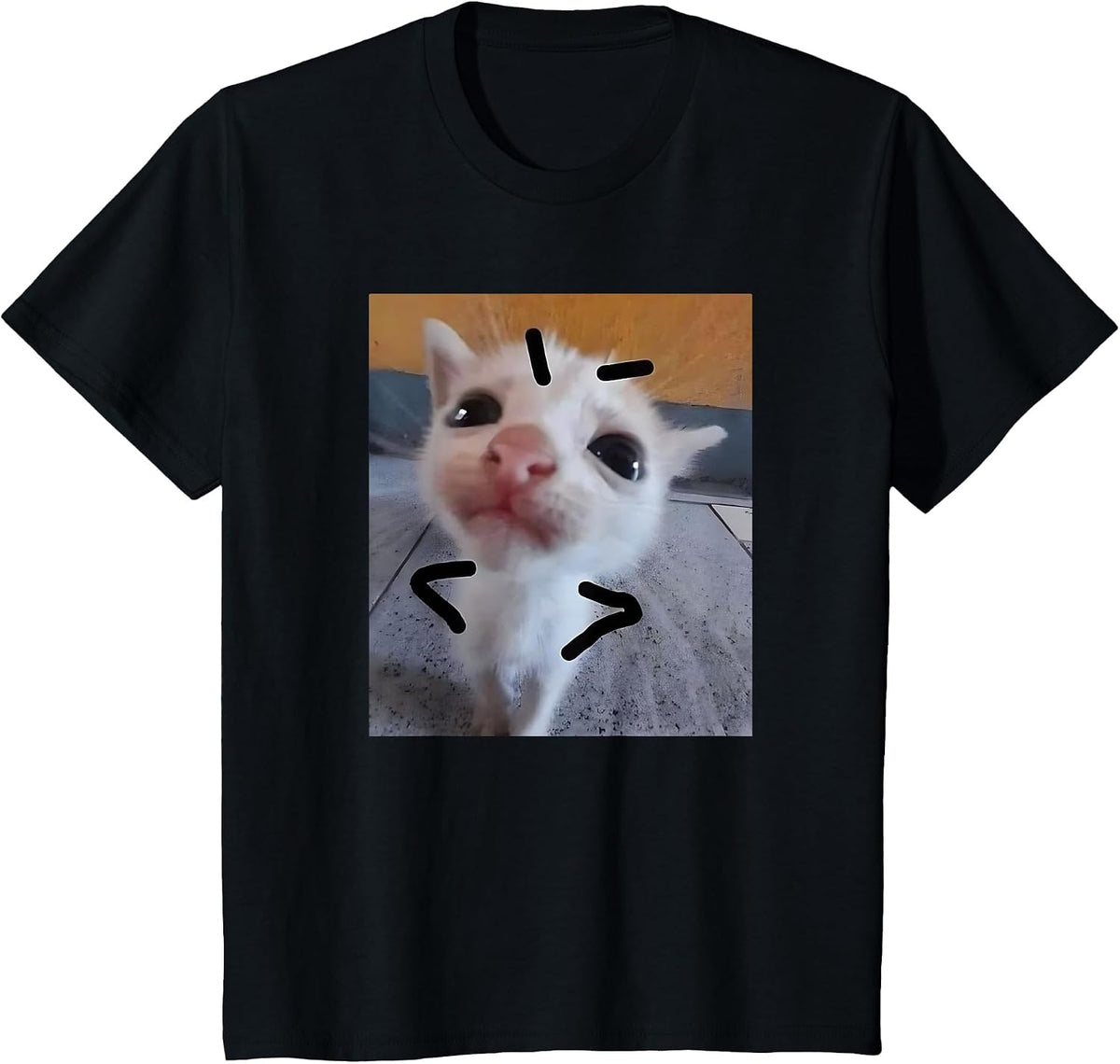 Judgy Kitty Funny Cat Lover Angry Kitten Meme Cute Graphic T-Shirt - Black