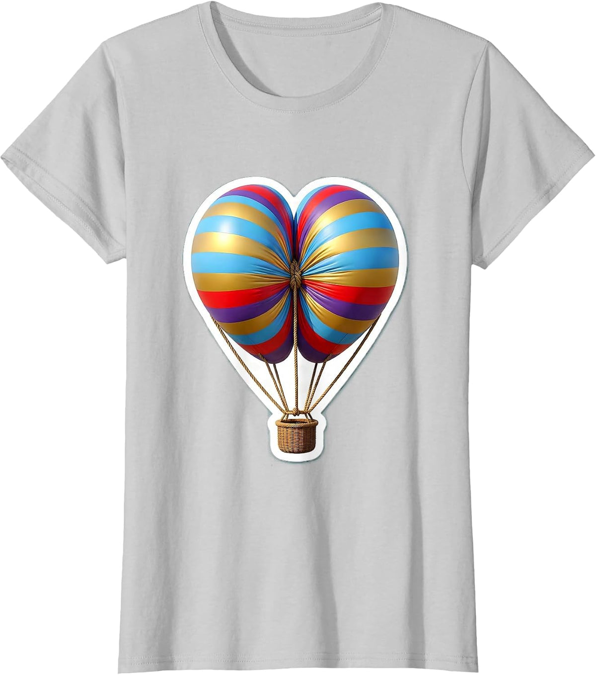 Women's Down Syndrome Awareness Hot Air Balloon Chromosome T-Shirt - Silver Grey