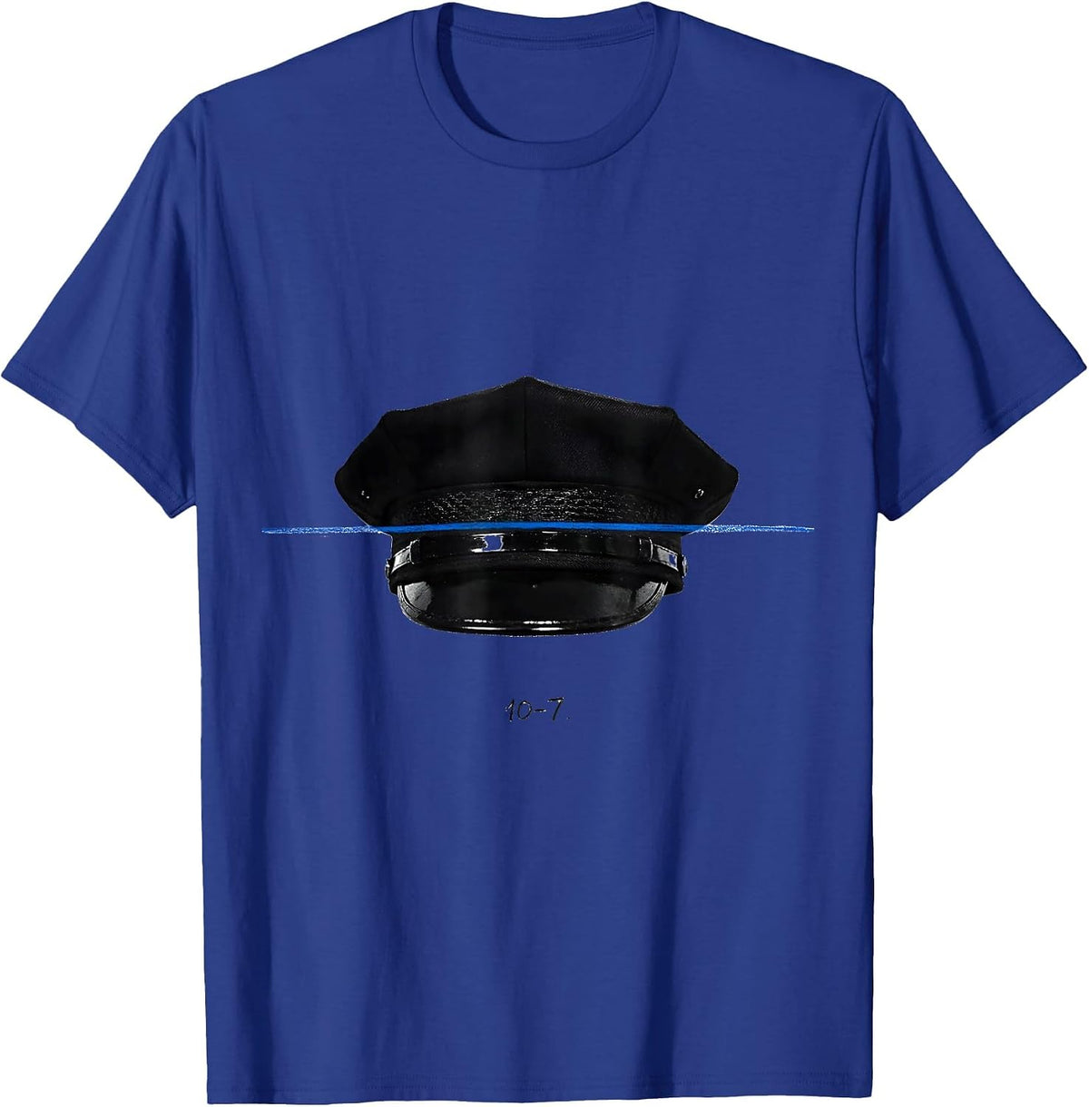 Men's 10-7 Thin Blue Line Police Support Tribute Law Enforcement T-Shirt - Royal Blue