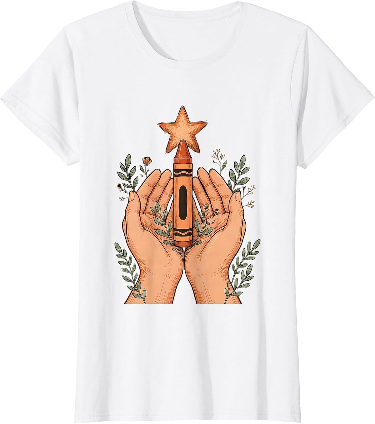 Sped Teacher Crayon Star Illustration Gift T-Shirt - White