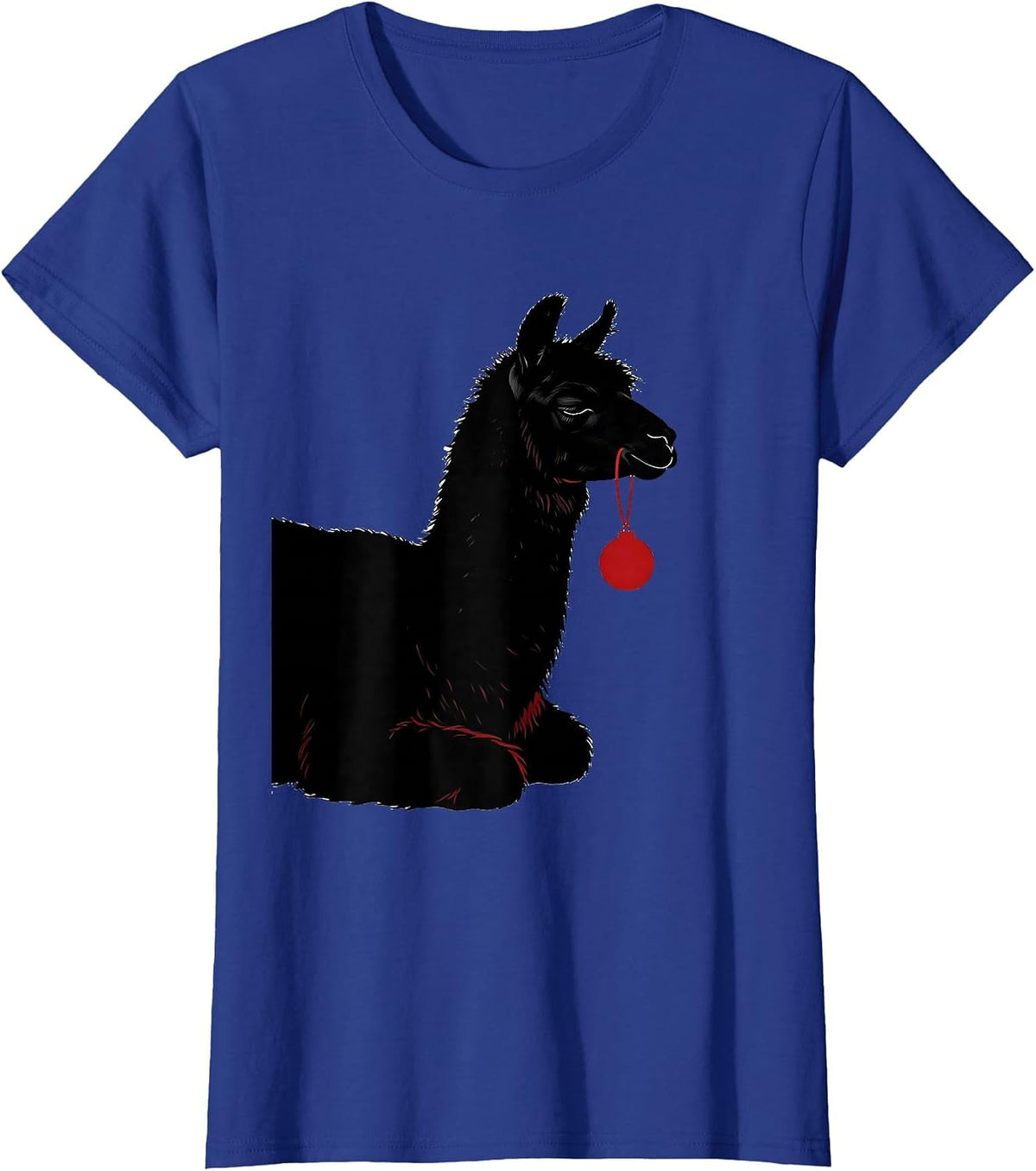 Women's Llama Silhouette Funny Christmas Animal Lover Humor T-Shirt - Royal Blue
