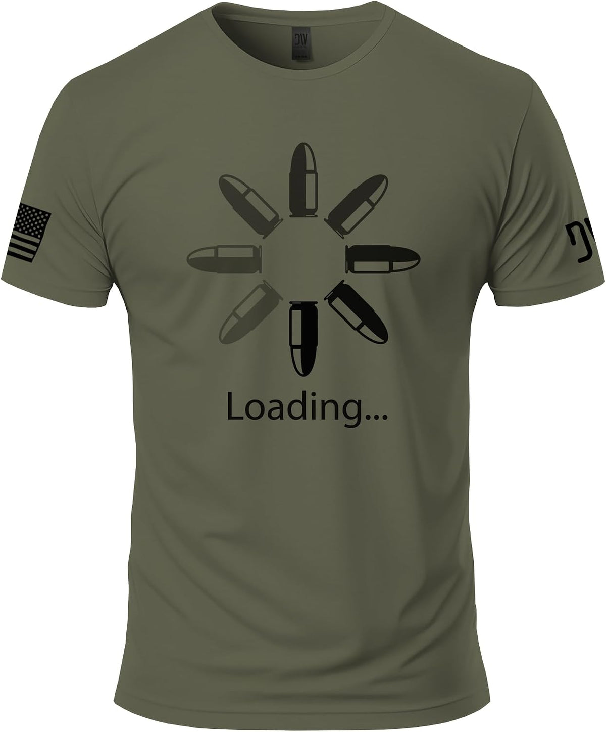 Dion Wear Loading Graphic T-Shirt - Cotton Short Sleeve Tee for Men - Military Green