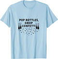 Pop Bottles Drop Confetti New Years Design T-Shirt - Baby Blue