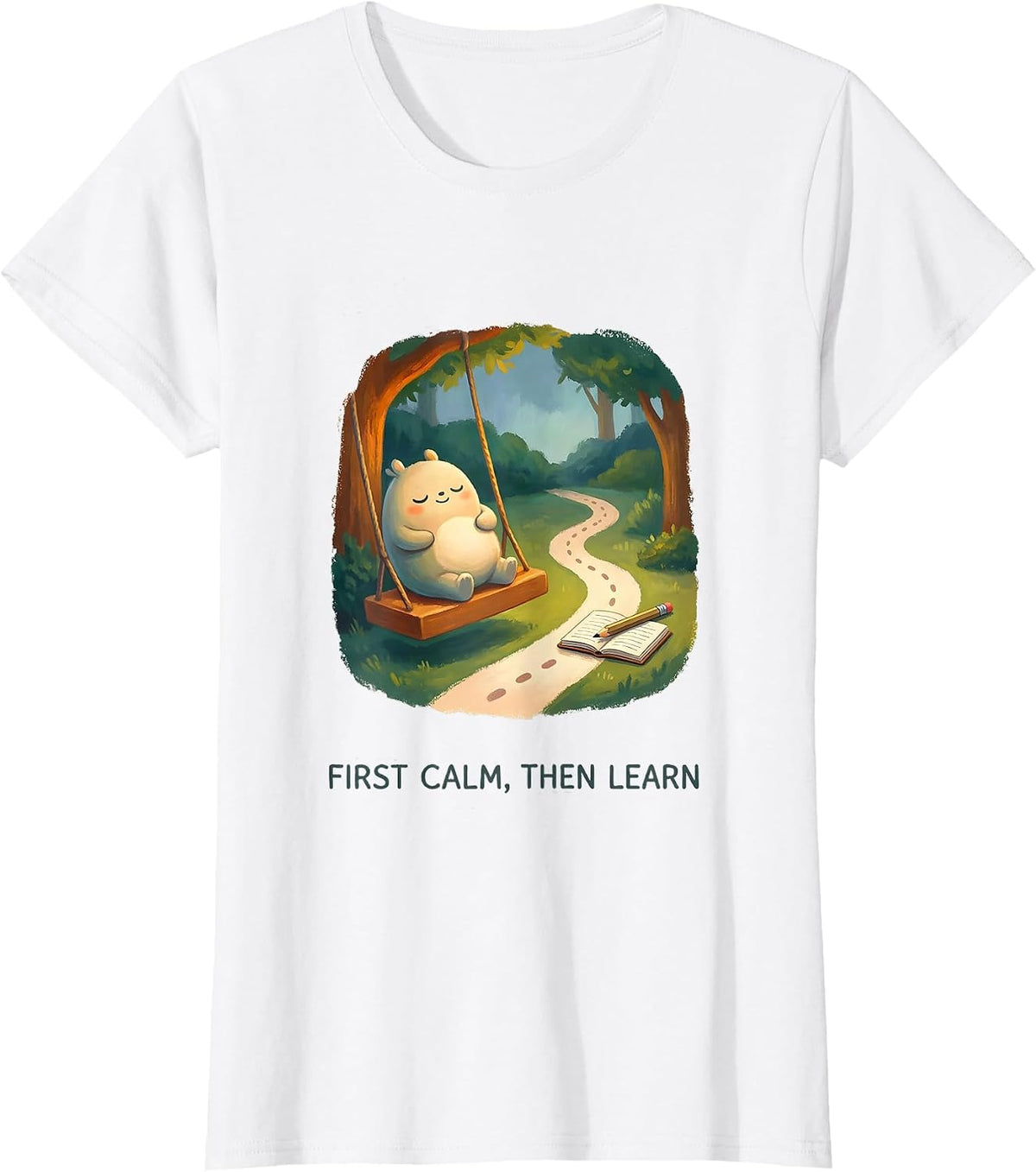 Women's First Calm Then Learn Storybook Occupational Therapy Sensory T-Shirt - White