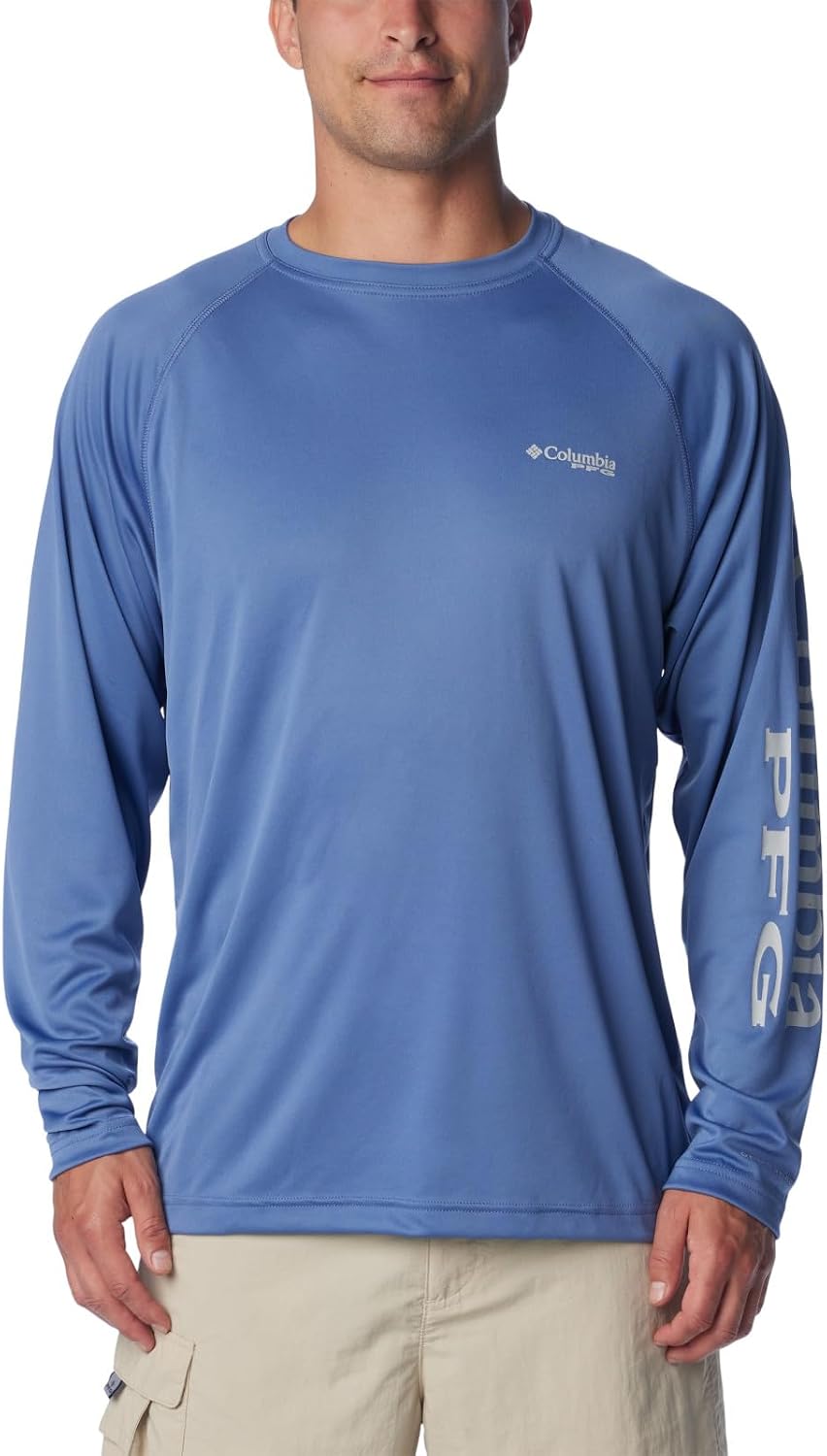 Columbia Men's PFG Terminal Tackle Long Sleeve Shirt - Bluebell\/Cool Grey Logo