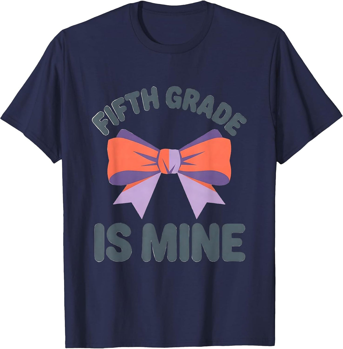 Men's Fifth Grade Is Mine Coquette Bow Back to School Girl T-Shirt - Navy Blue