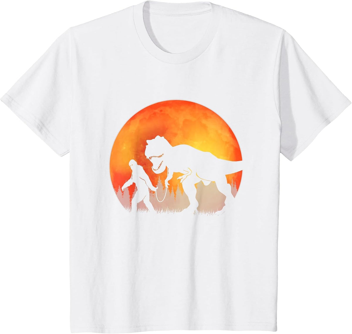 Bigfoot Dinosaurs - Bigfoot and TRex T-Shirt - White
