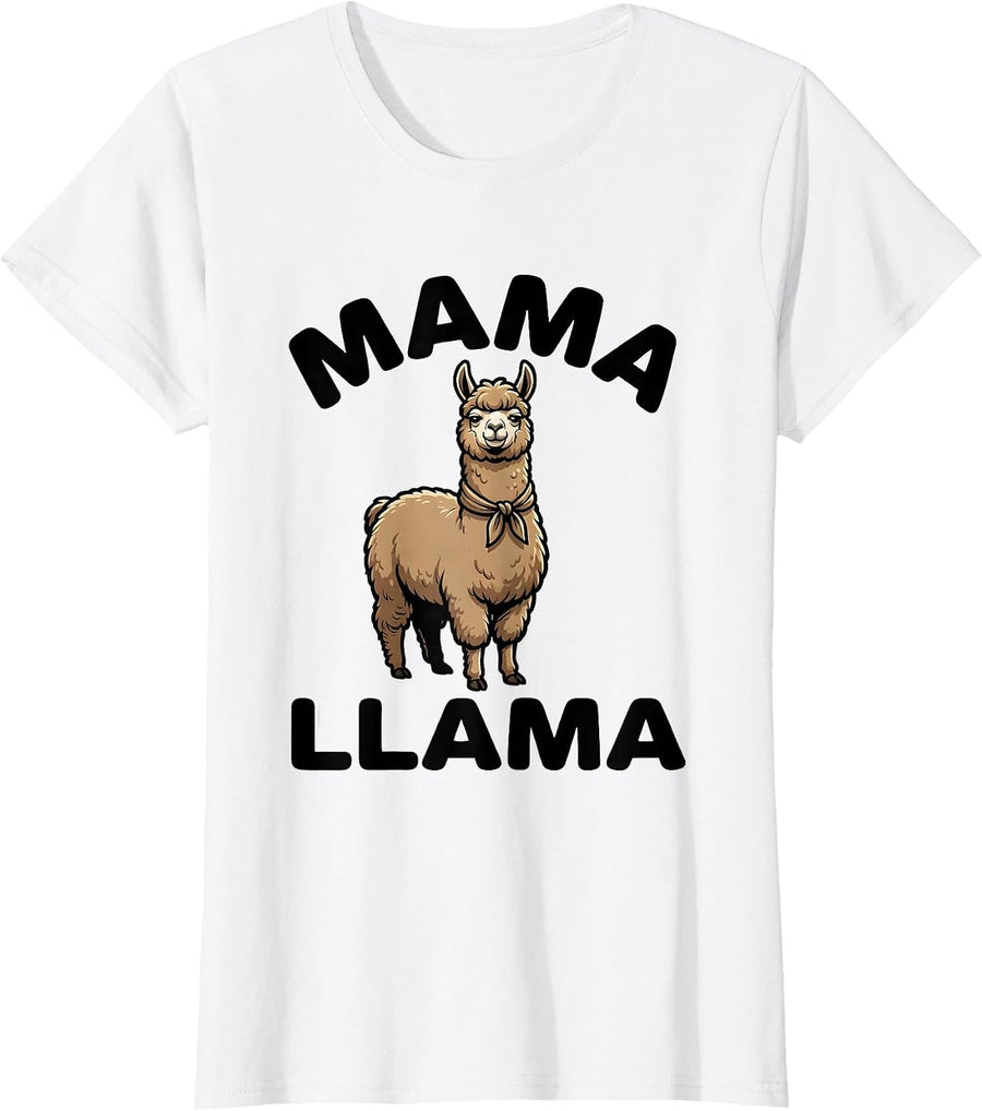 Women's Mama Llama Funny Llama Lover Animal Humor Gift T-Shirt - White