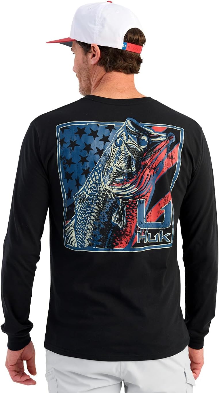 HUK Men's Kc Scott Pocket Tee, Comfortable Performance Fishing Long Sleeve T-Shirt with Chest Pocket - X-Large Freshwater -