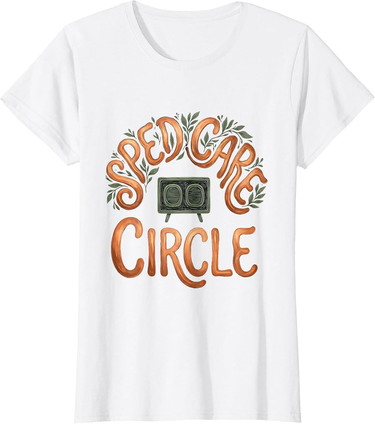 SPED Care Circle Boho Typography Special Education Teacher T-Shirt - White