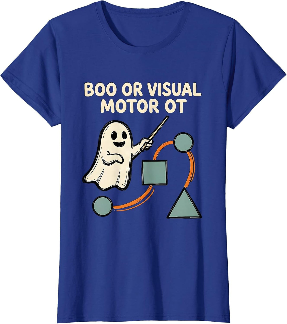 Women's Boo Or Visual Motor OT Funny Occupational Therapy Halloween T-Shirt - Royal Blue