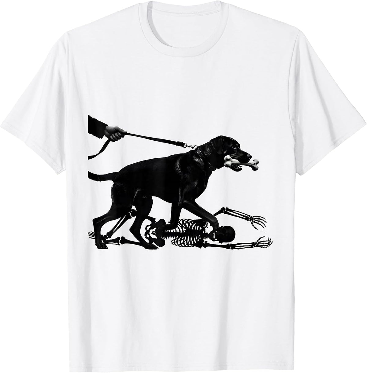 Men's Rhodesian Ridgeback Skeleton Chasing Halloween Dog Mom Humor T-Shirt - White
