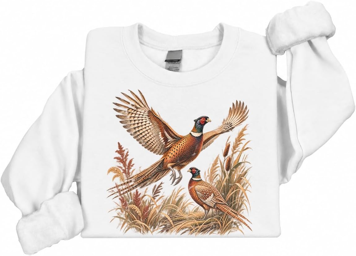 Pheasant Graphic Crewneck Sweatshirt - White