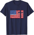 USA American Flag Patriotic Red White Blue Christian Cross T-Shirt - Navy Blue