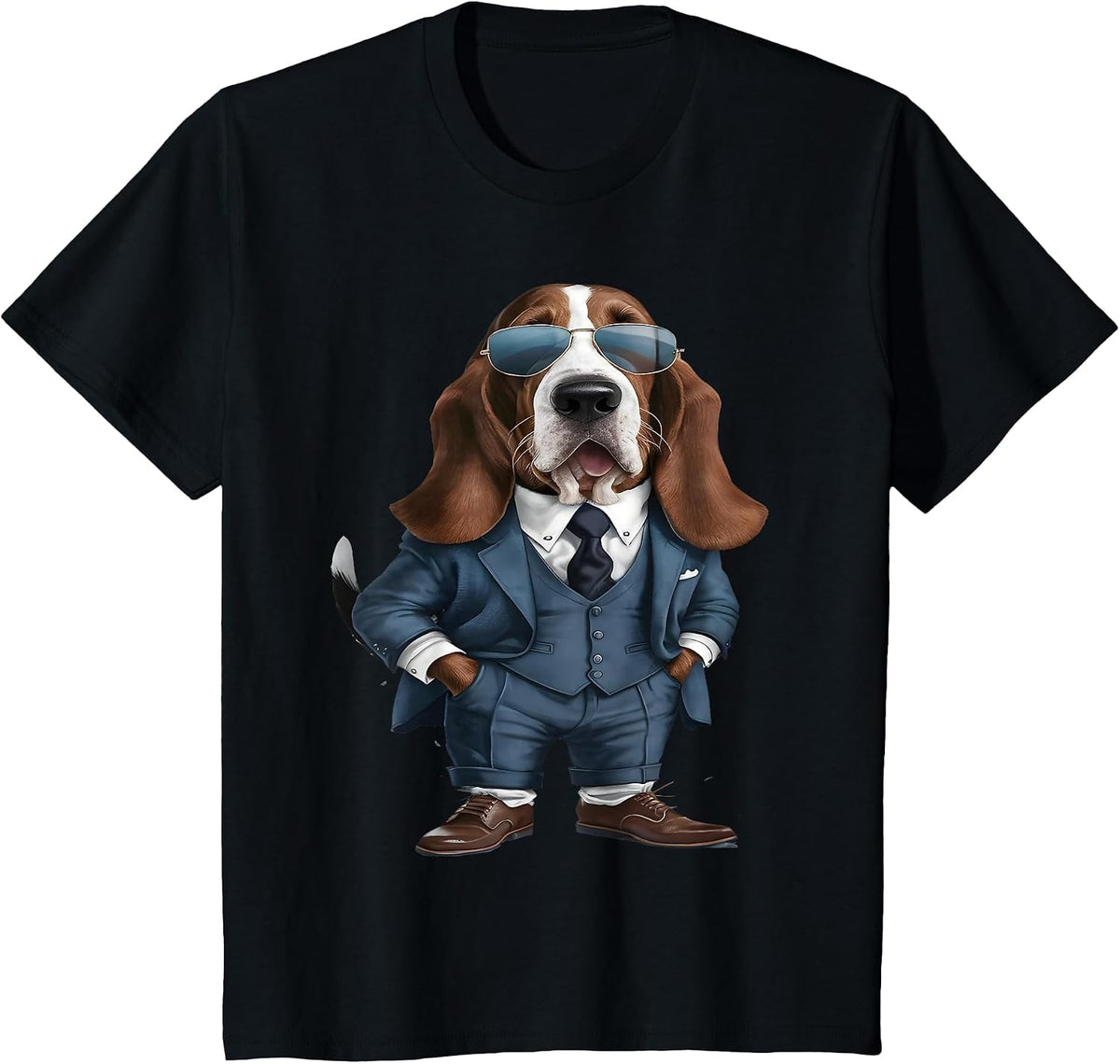 Men Woman Basset Hound Suit Basset Hound T-Shirt - Black
