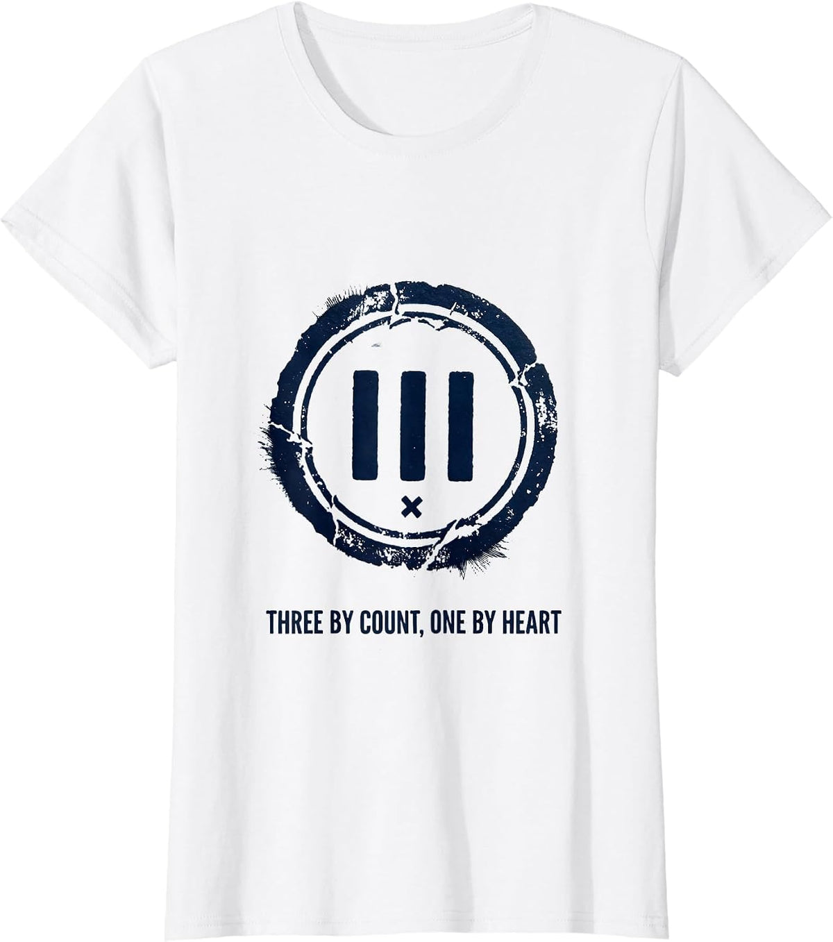 Three By Count One By Heart Down Syndrome Awareness Support T-Shirt - White