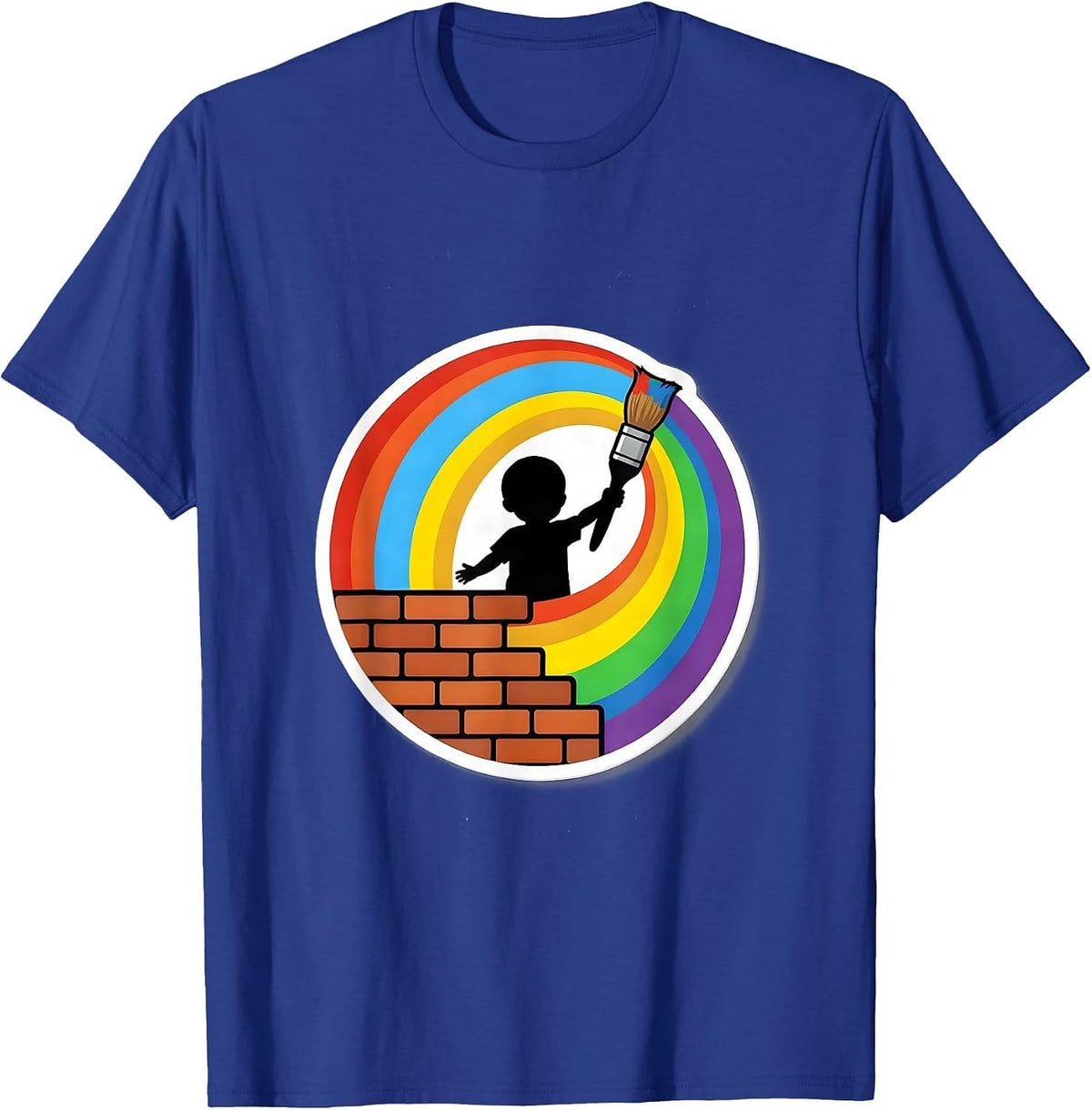 Down Syndrome Awareness Child Painting Rainbow Mural T-Shirt - Royal Blue