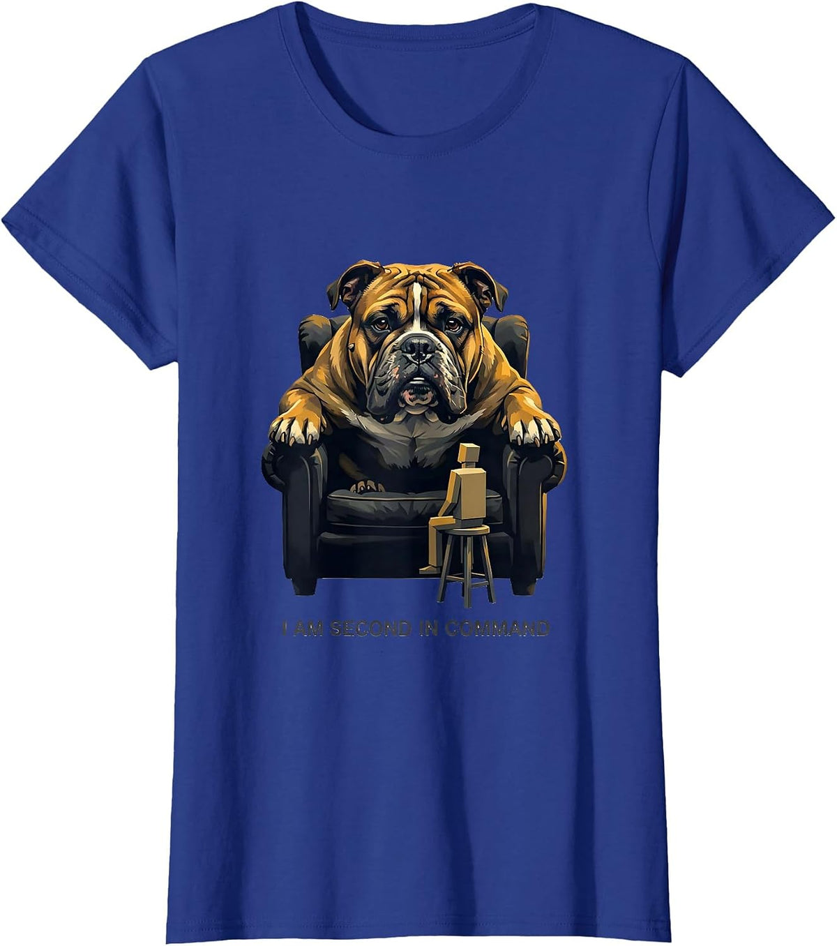 Women's I Am Second In Command Funny Pitbull Dog Mom Humor T-Shirt - Royal Blue