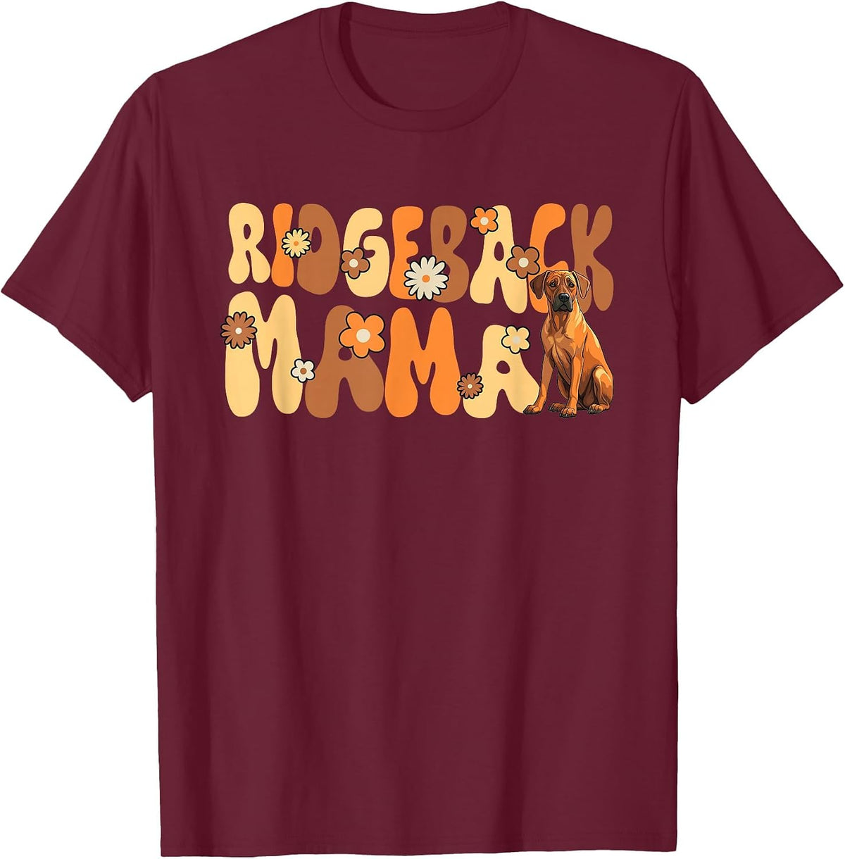 Rhodesian Ridgeback Groovy World's Best Ridgeback Mama T-Shirt - Burgundy