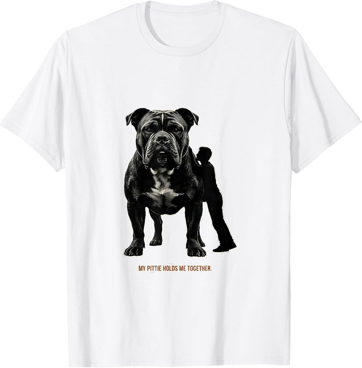 Men's My Pittie Holds Me Together Funny Pitbull Dog Mom Humor T-Shirt - White