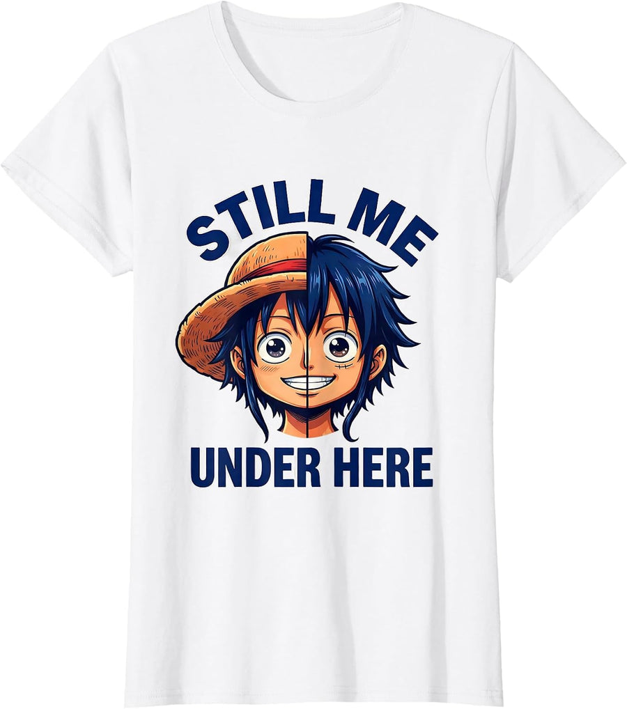 Women's Still Me Under Here Same Different Hat Design T-Shirt - White