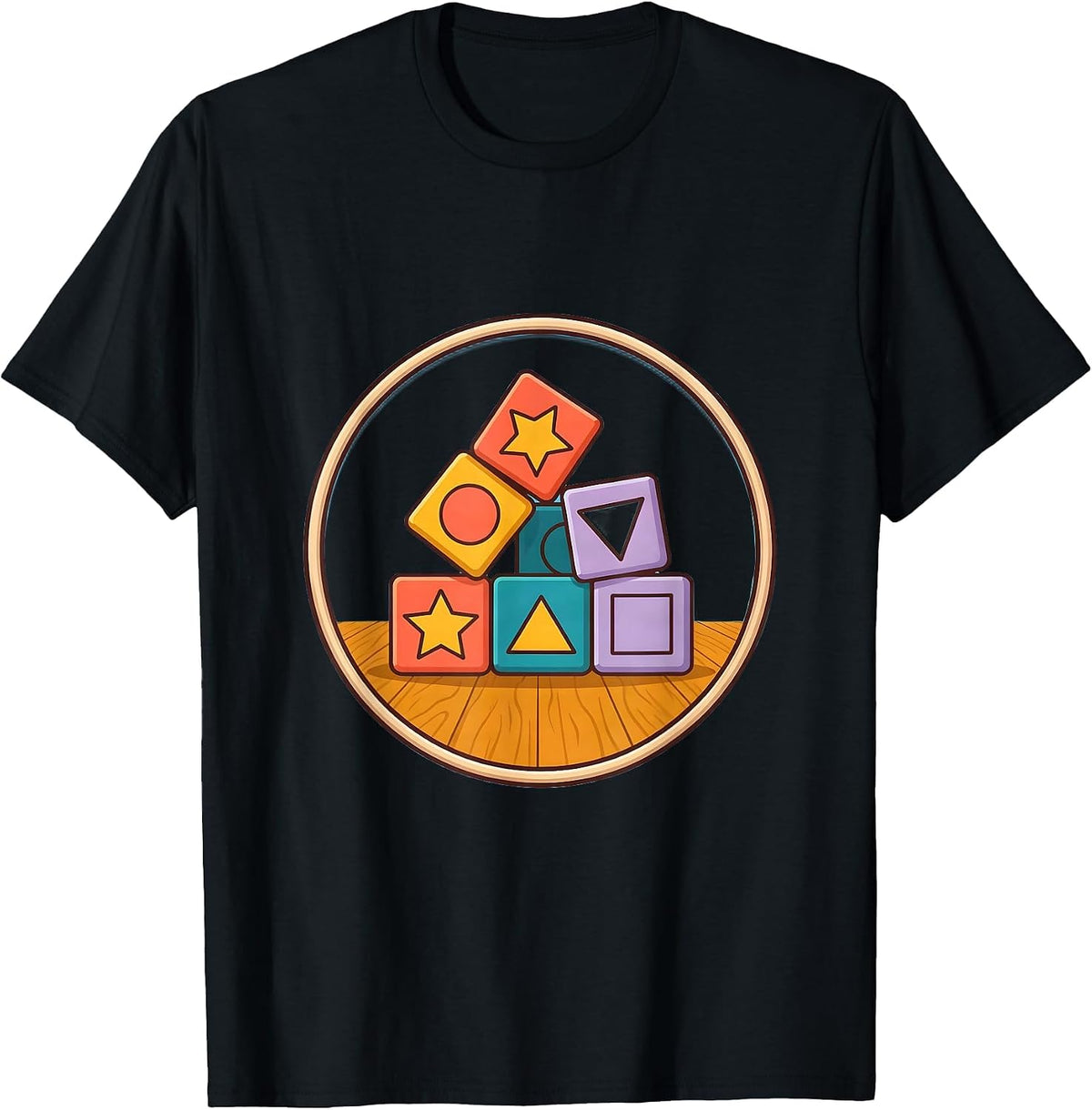 Men's Preschool Teacher Alphabet Blocks Graphic Tee T-Shirt - Black