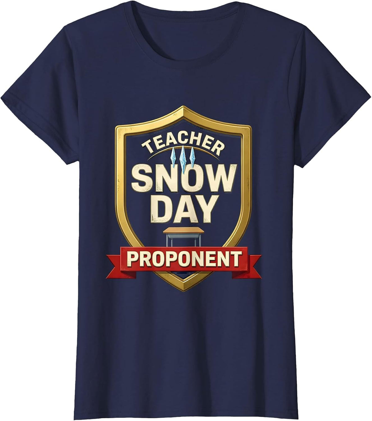 Women's Teacher Snow Day Proponent Funny Teacher Christmas Winter T-Shirt - Navy Blue
