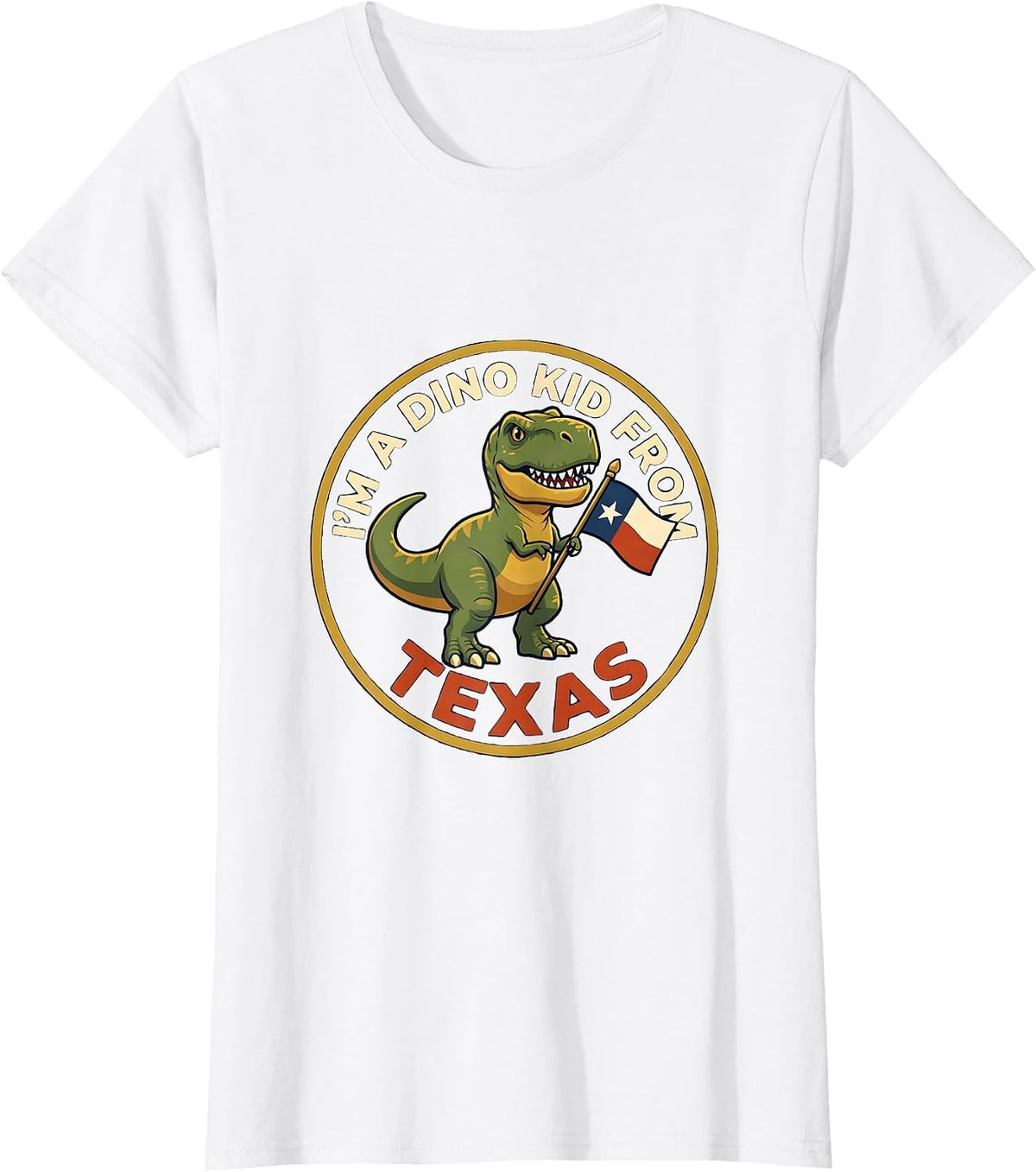 I'm a Dino Kid From Texas Funny Dinosaur Lover Texas Pride T-Shirt - White