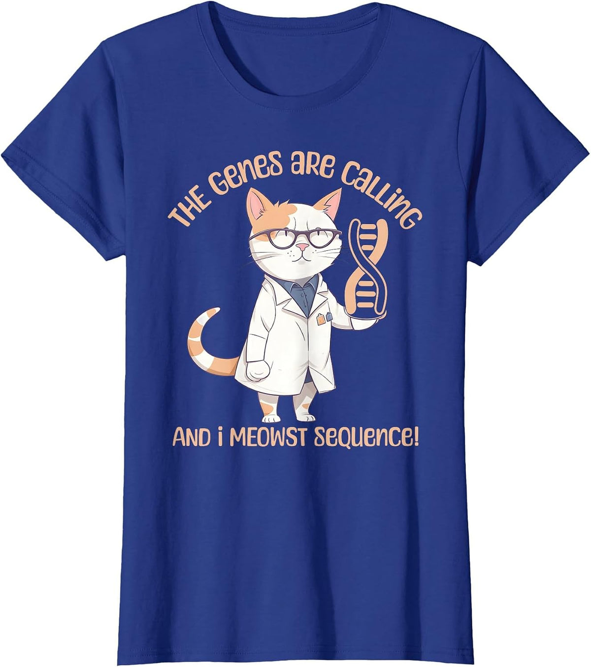 Funny Molecular Biology Cat Gene Sequencing DNA Biologist T-Shirt - Royal Blue