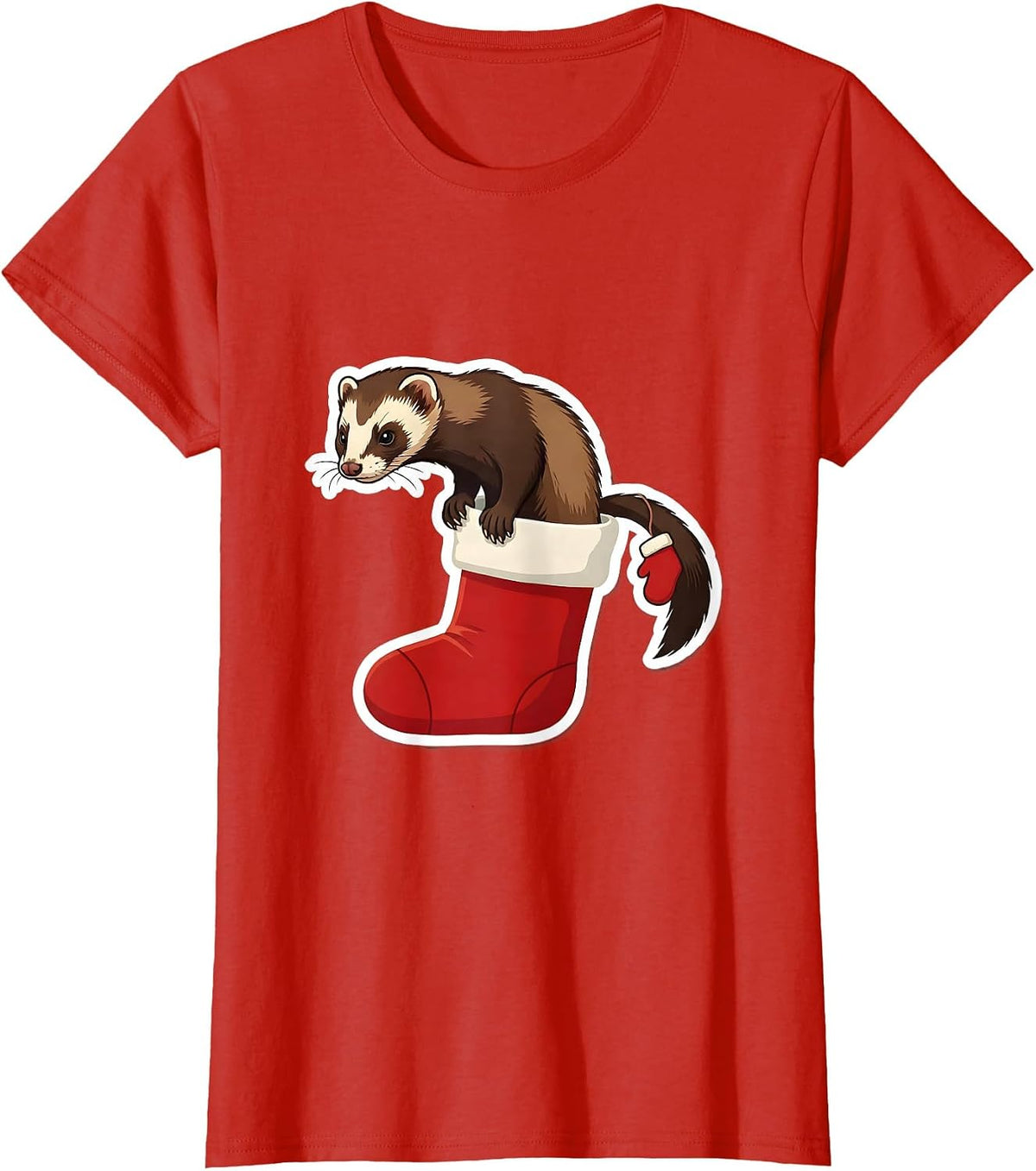 Masked Ferret Holiday Stocking Funny Ferret Lover Gift T-Shirt - Red