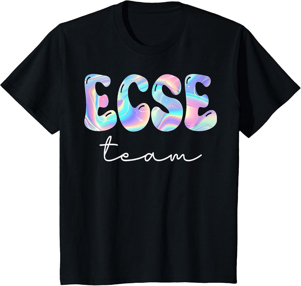 ECSE Team Groovy Back to School Cute Teachers Women Girl T-Shirt - Black