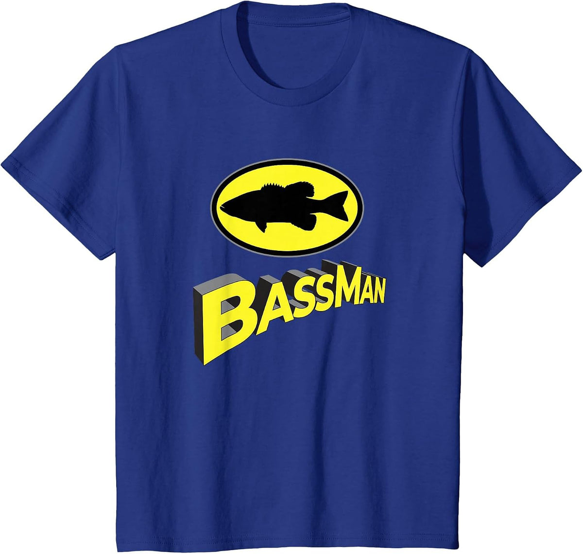 Classic Bass Man Fishing Design Men Womens Superhero Novelty T-Shirt - Royal Blue