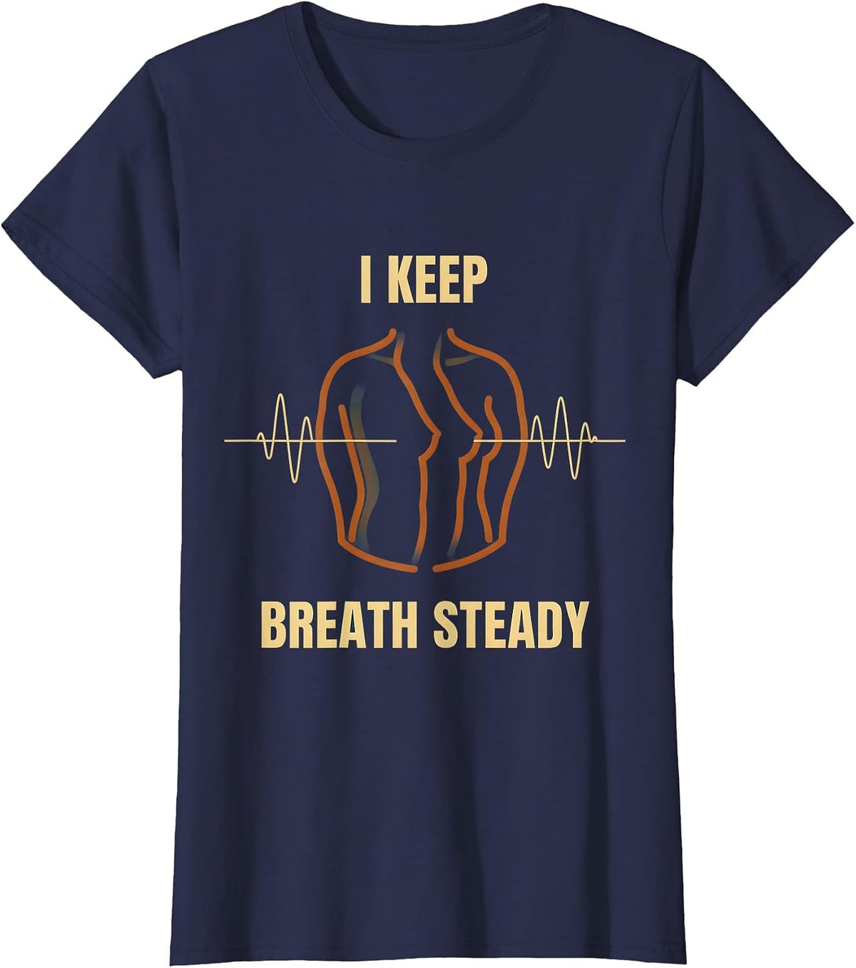 Women's I Keep Breath Steady Editorial Conceptual Respiratory T-Shirt - Navy Blue