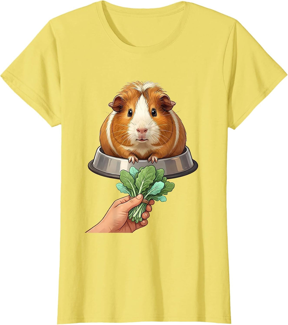 Women's Oversized Tailless Guinea Pig Cute Kawaii Pet Lover Gift T-Shirt - Lemon Yellow