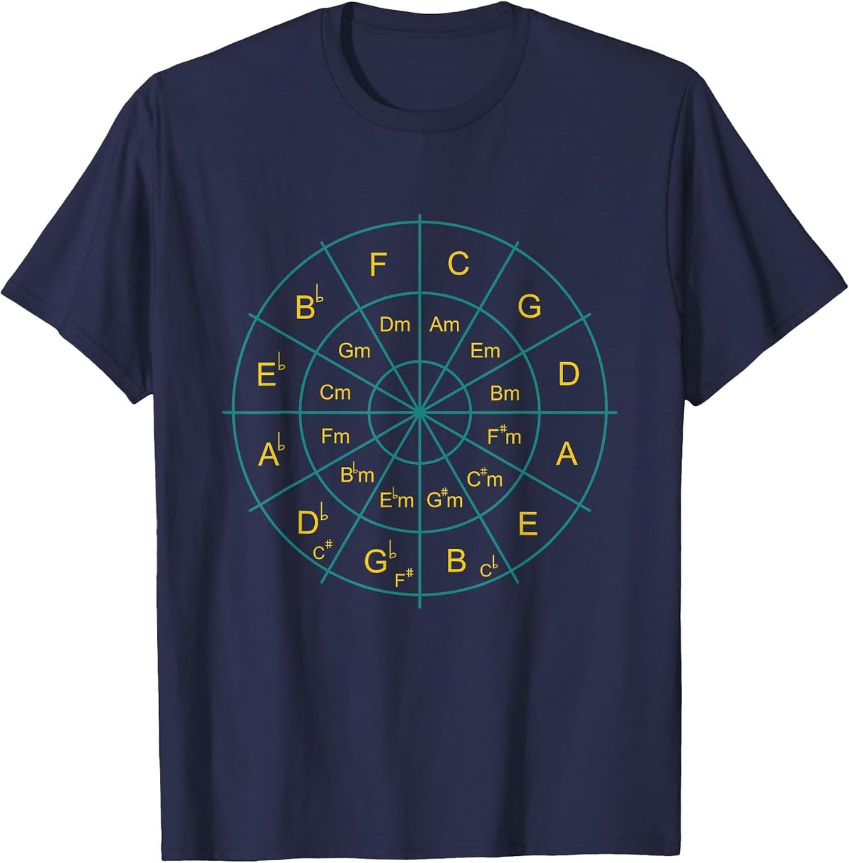 Circle of Fifths Music Teacher Music Student Composer T-Shirt - Navy Blue
