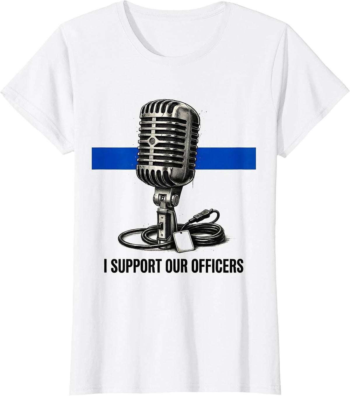 I Support Our Officers Vintage Thin Blue Line Police Support T-Shirt - White