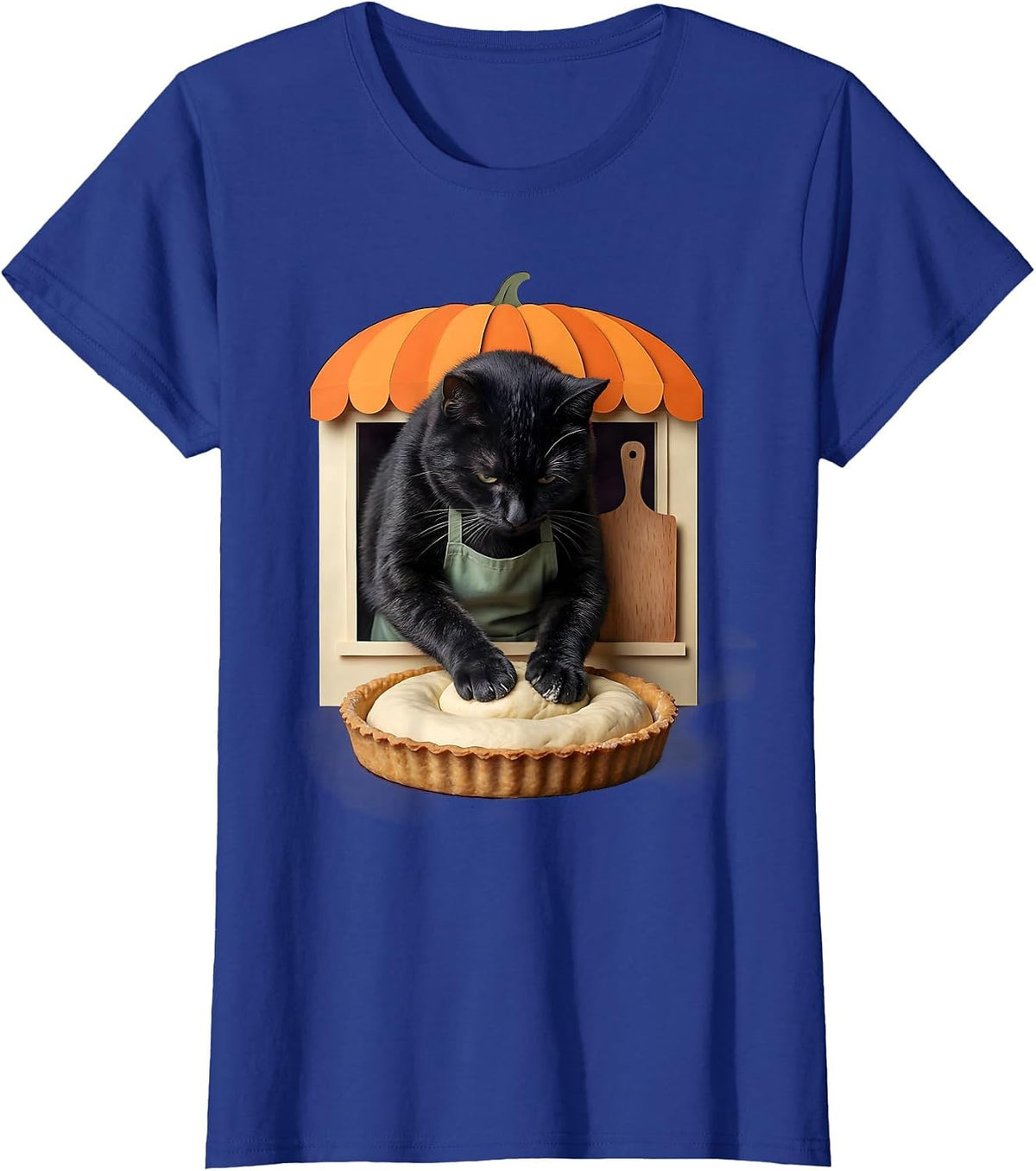 Women's Black Cat Bakery Biscuits Funny Cat Lover Art T-Shirt - Royal Blue