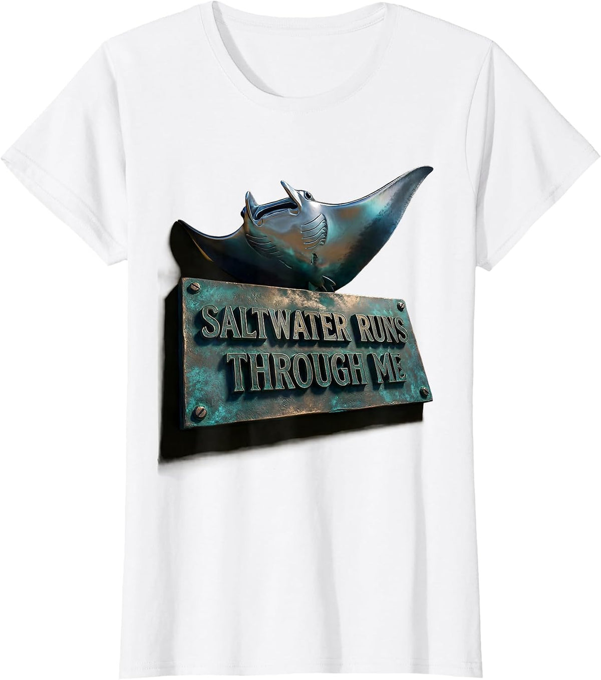 Saltwater Runs Through Me Gulf of Mexico Design T-Shirt - White