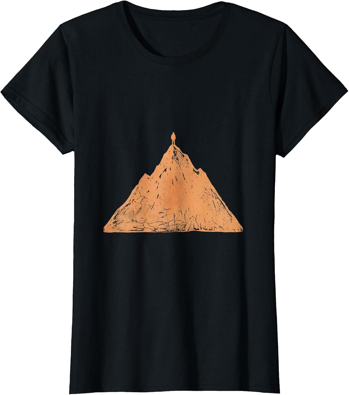 Lone Hiker Silhouette Ridge at Dusk Outdoor Design T-Shirt - Black