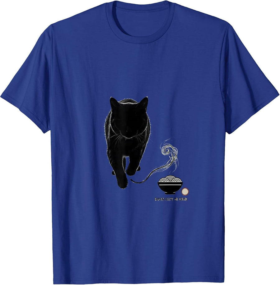 Ramen Keeps Me Going Minimalist Kawaii Cat Anime Gift T-Shirt - Royal Blue