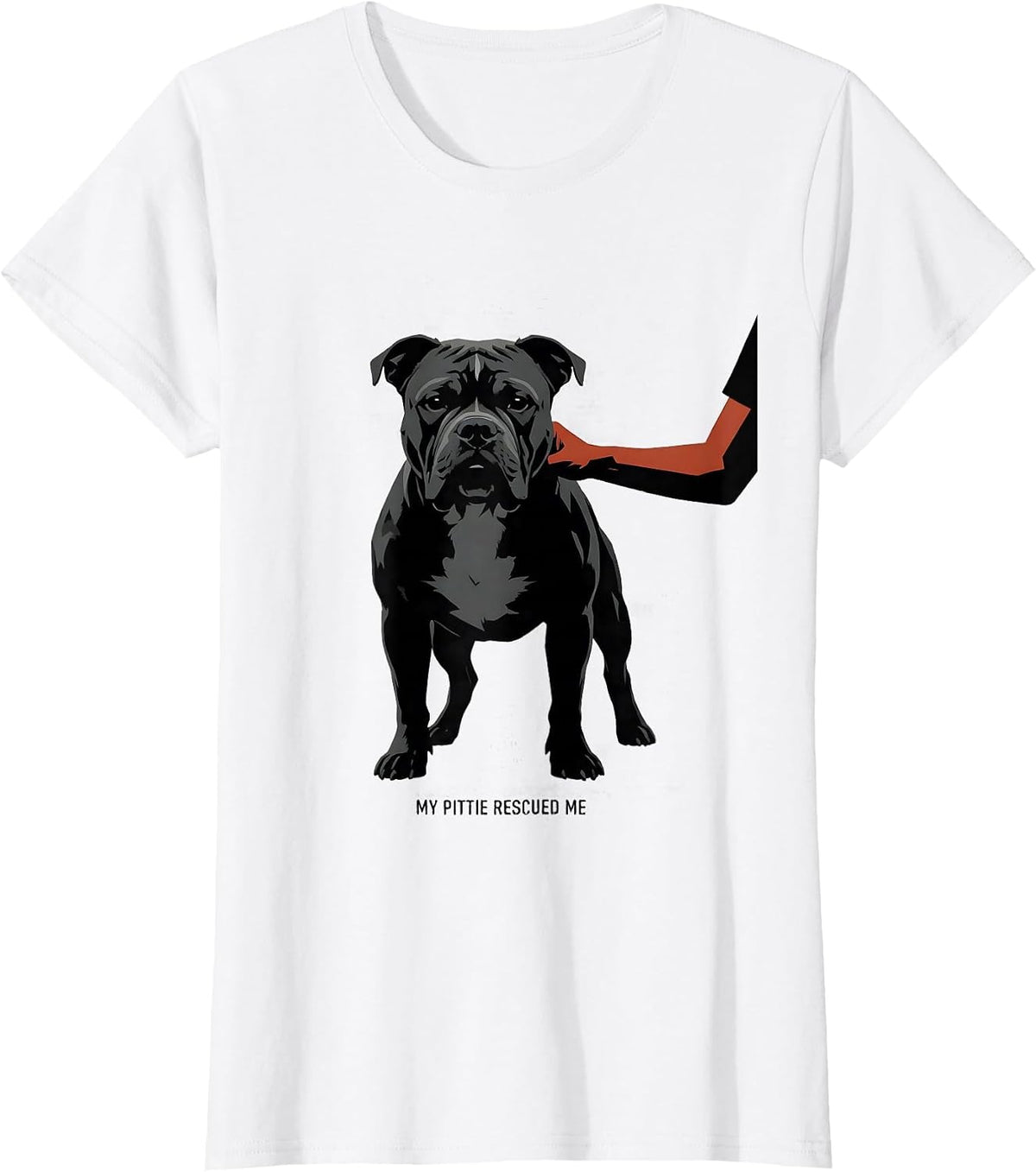 Women's My Pittie Rescued Me Funny Pitbull Dog Mom Gift T-Shirt - White