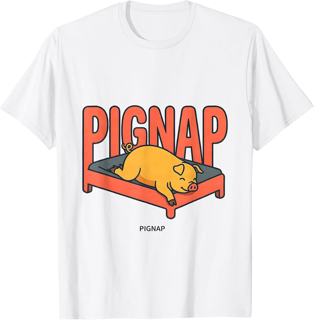 Men's Pignap Cute Sleeping Pig Animal Lover Pajama Humor T-Shirt - White