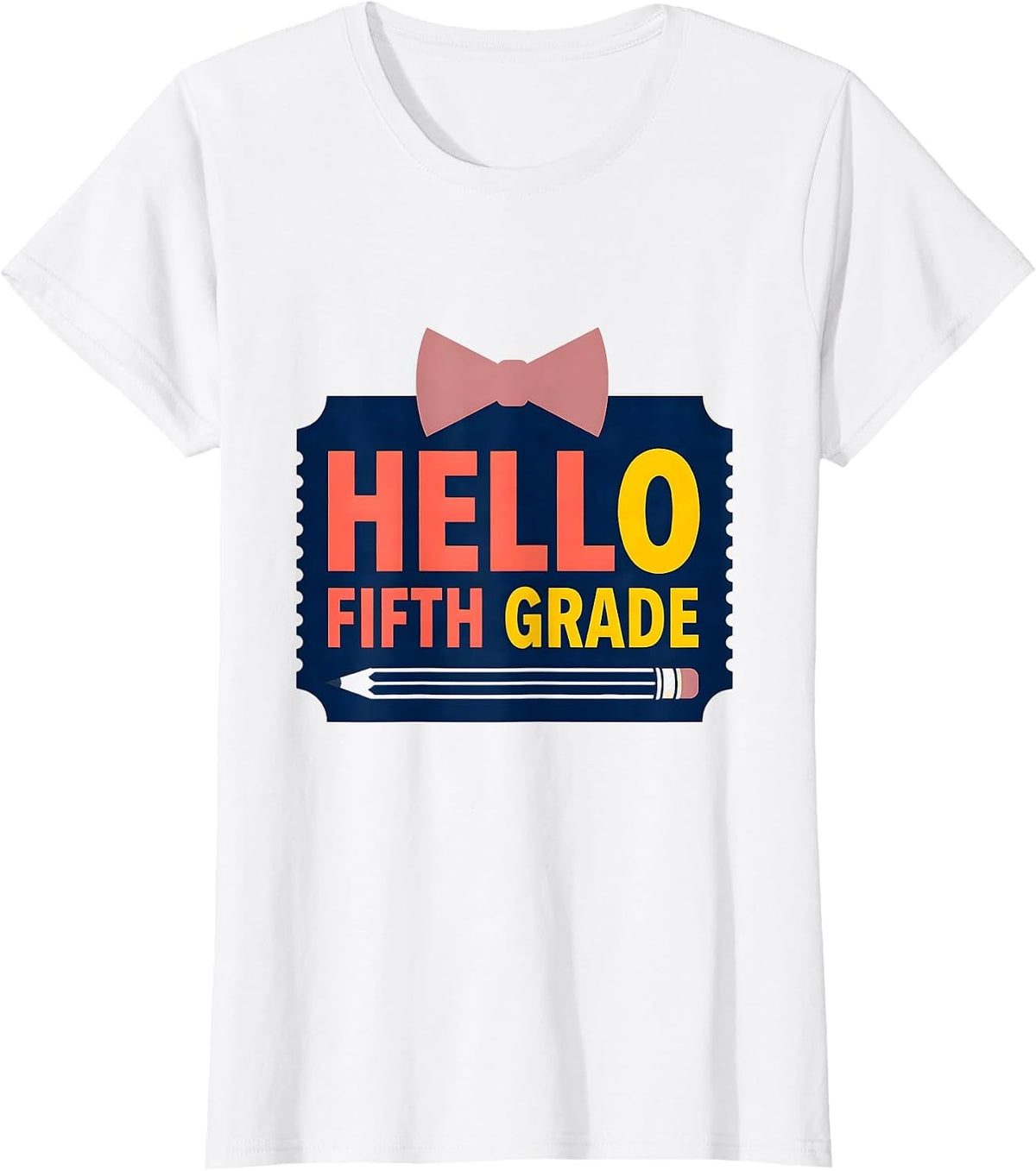 Hello Fifth Grade Cute Coquette Back to School Bow T-Shirt - White