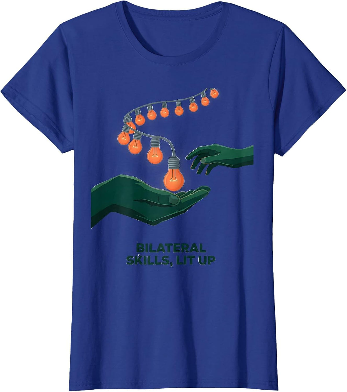Women's Bilateral Skills Lit Up Occupational Therapy Christmas T-Shirt - Royal Blue