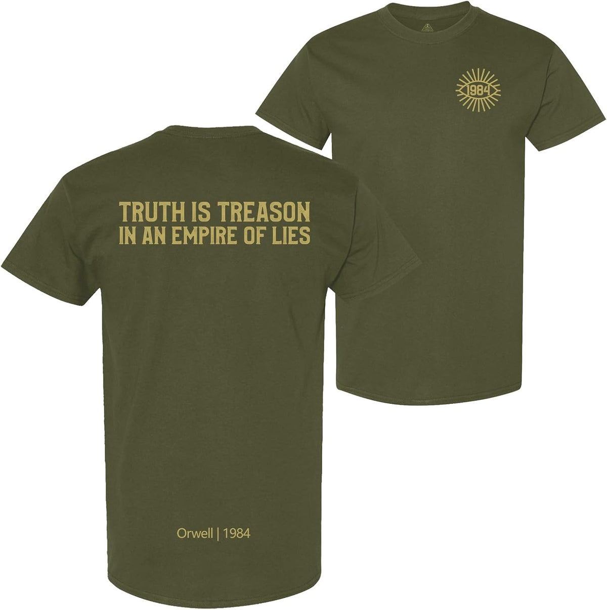 Coded Message Front and Back Print Funny T-Shirt for Men Cotton - Army Green