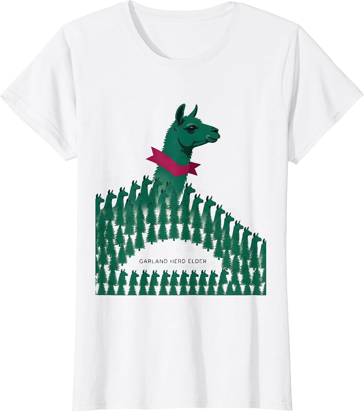Garland Herd Elder Funny Llama Christmas Alpaca Lover Gift T-Shirt - White
