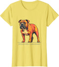 Women's Upholstered Lean Hound Funny Pit Bull Dog Mom Humor T-Shirt - Lemon Yellow