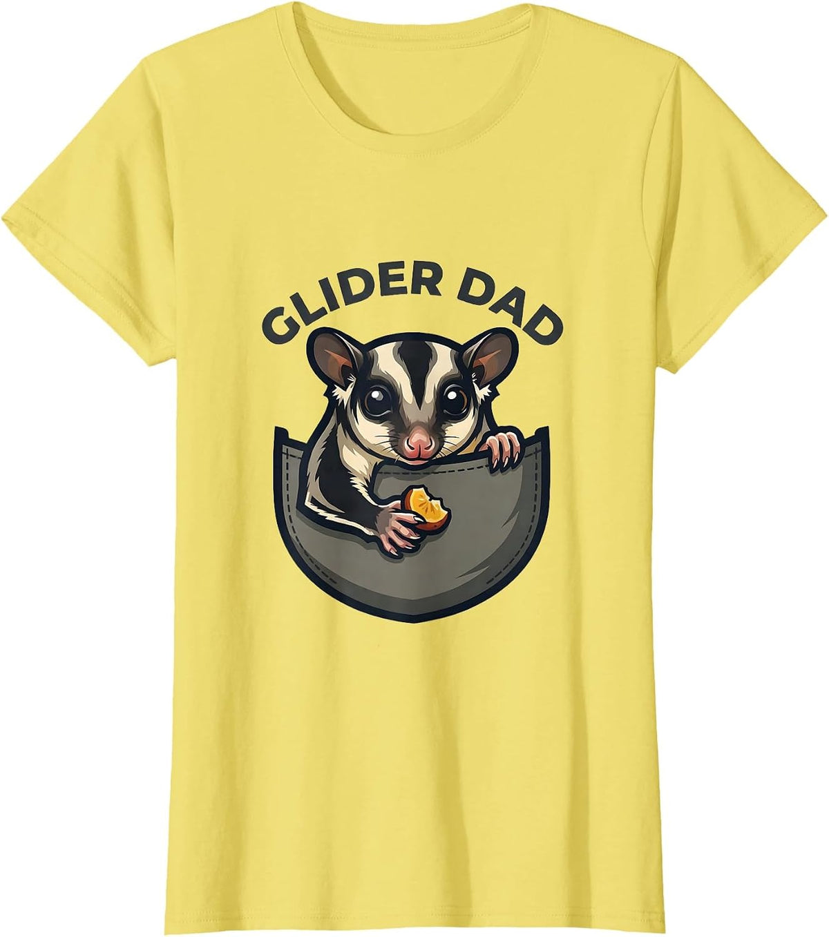 Glider Dad Funny Sugar Glider Lover Pet Owner Humor T-Shirt - Lemon Yellow
